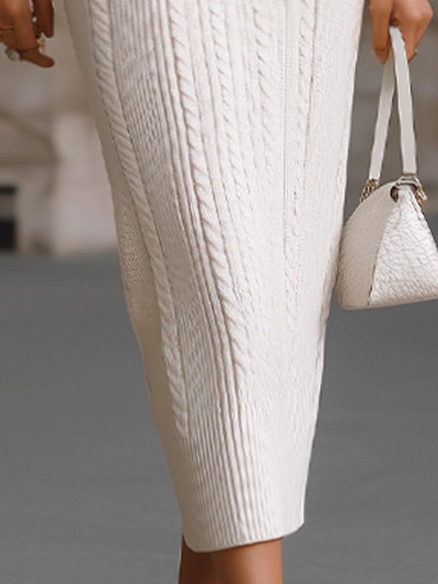 Timeless Cable-Knit Halter Maxi Dress