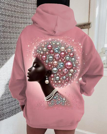 Diamond Pearl Girl Art Print Long-sleeved Hoodie