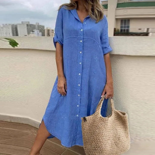 Three-Quarter Sleeve Dress Casual Long Skirt