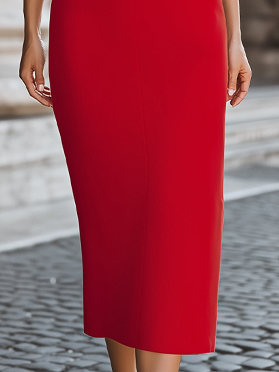 Elegance Halter Neck Midi Dress