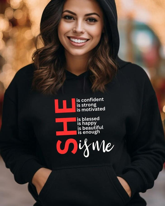 (Red)She Is Me Long Sleeves Hoodie