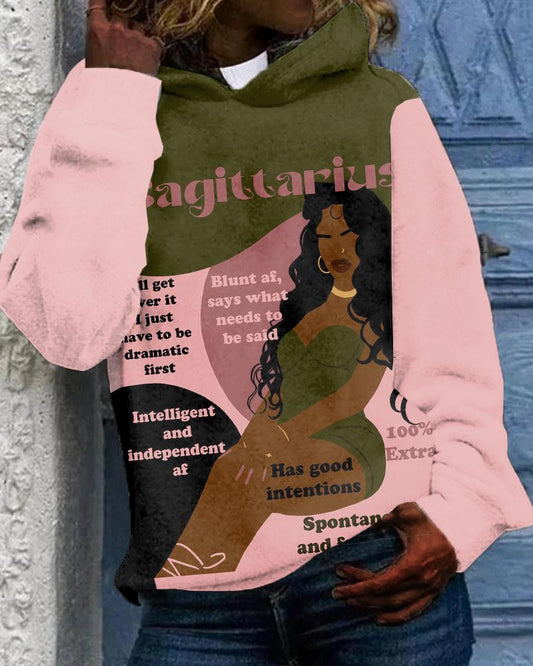 Sagittarius Girly Seaso Print Unisex Long-sleeved Hoodie