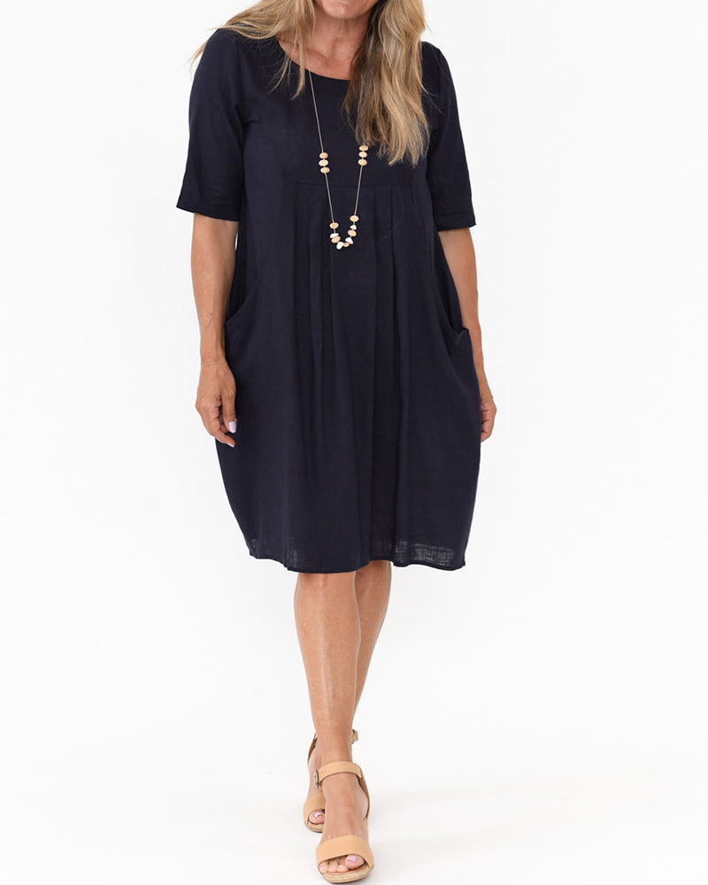 Loose Three-Quarter Sleeve Linen Beach Dress