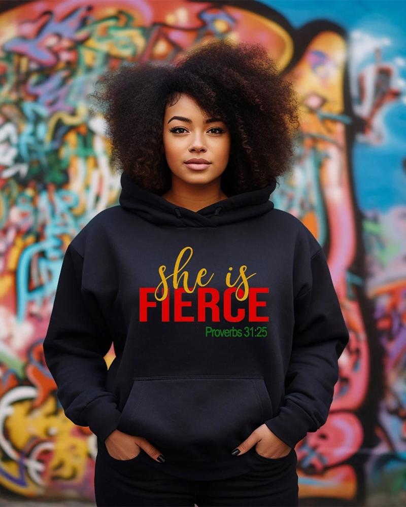 She is Fierce Long-Sleeved Hoodie