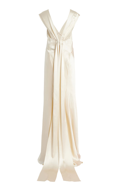Draped Crepe-Satin Gown