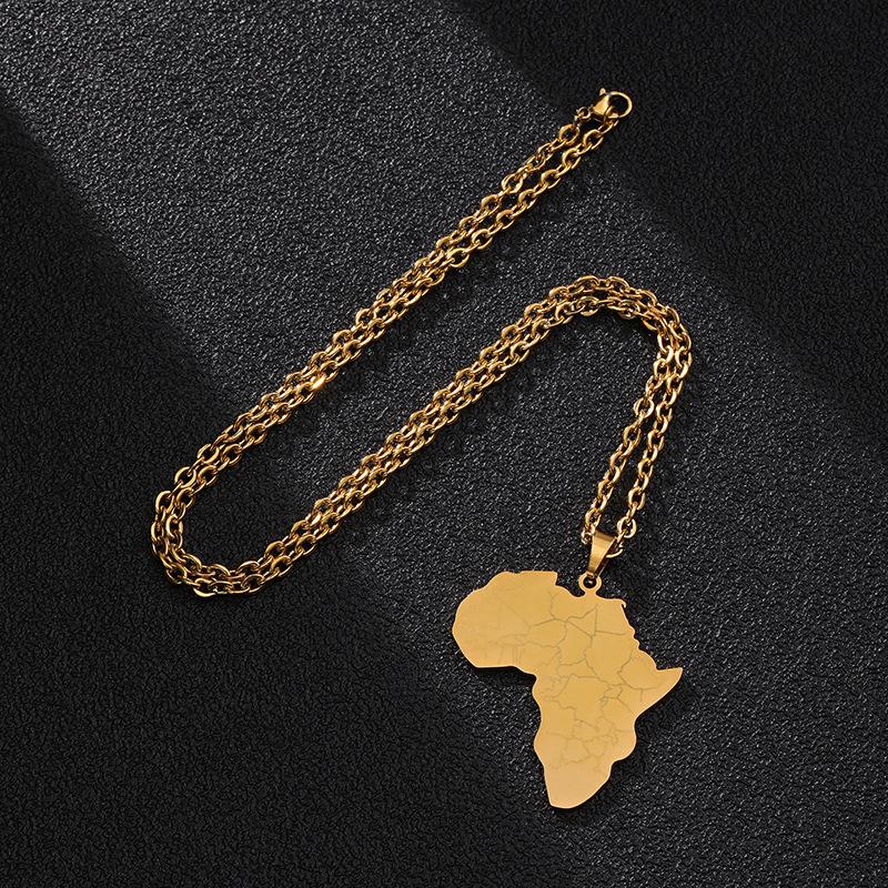 Gold Africa Map Necklace