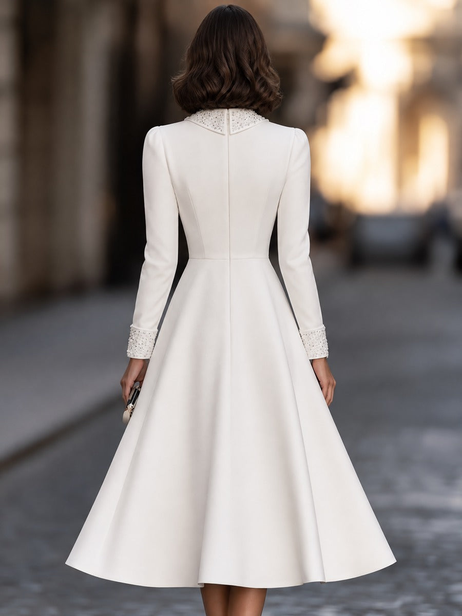 Sequin Collar And Cuff Fit And Flare Midi Dress