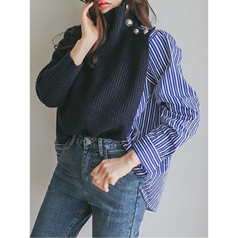 Stylish False Two Pieces Design Sweater Top