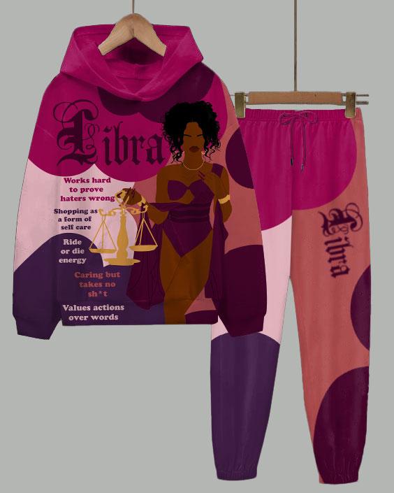 Libra Girly Season Long Sleeve Hoodie Two Pieces Set