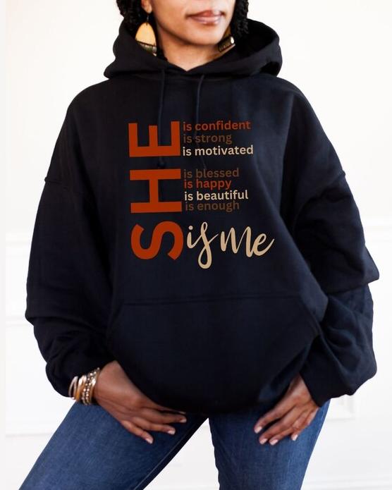 (Red Yellow)She Is Me Long Sleeves Hoodie