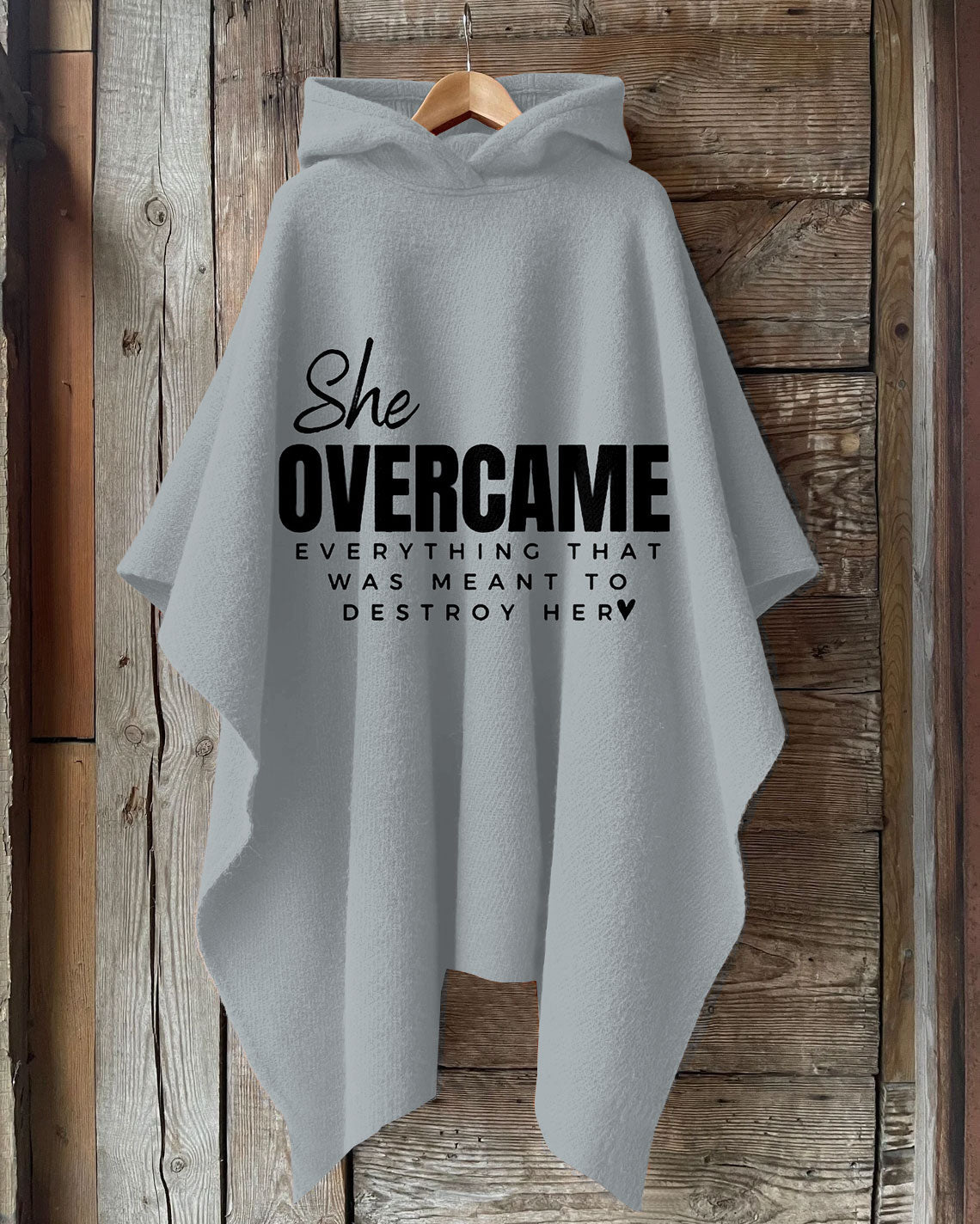 She Overcame Everything Hooded Warm Shawl Cape