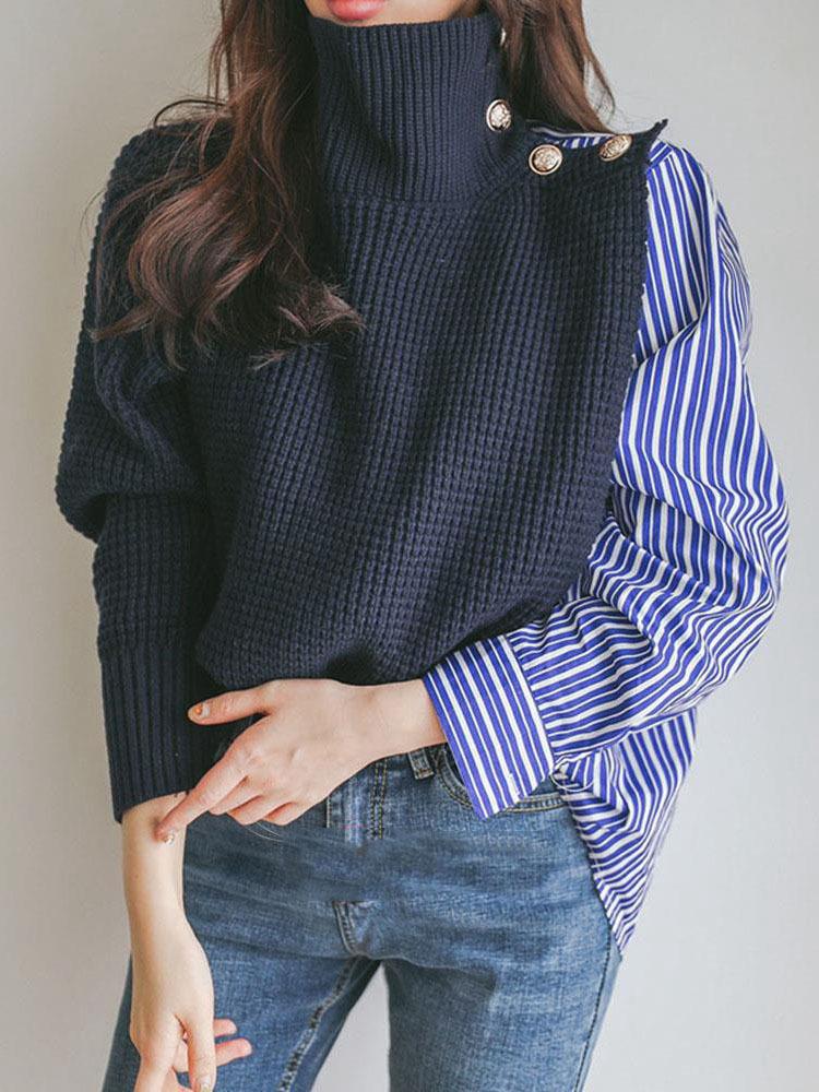 Stylish False Two Pieces Design Sweater Top