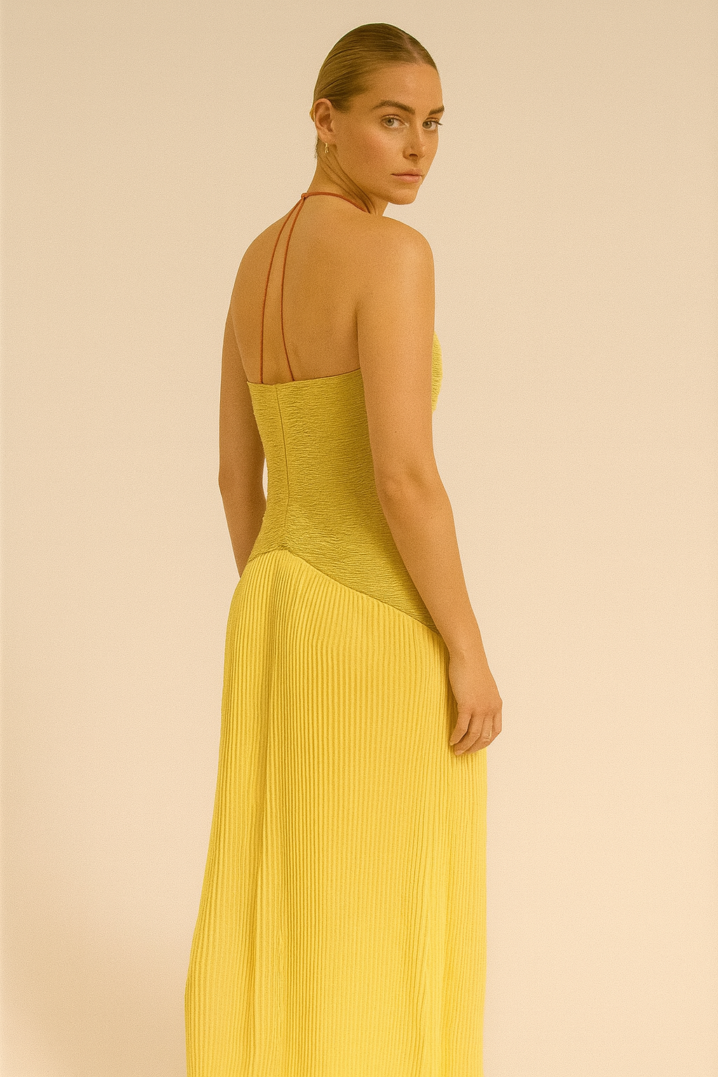 Fashion Casual Rib Fabric Tube Top Pleated Dress