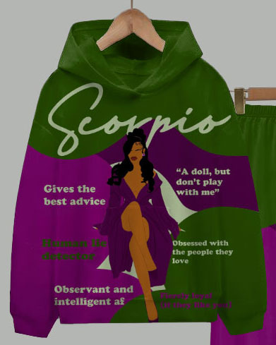 Scorpio Girly Season Long Sleeve Hoodie Two Pieces Set