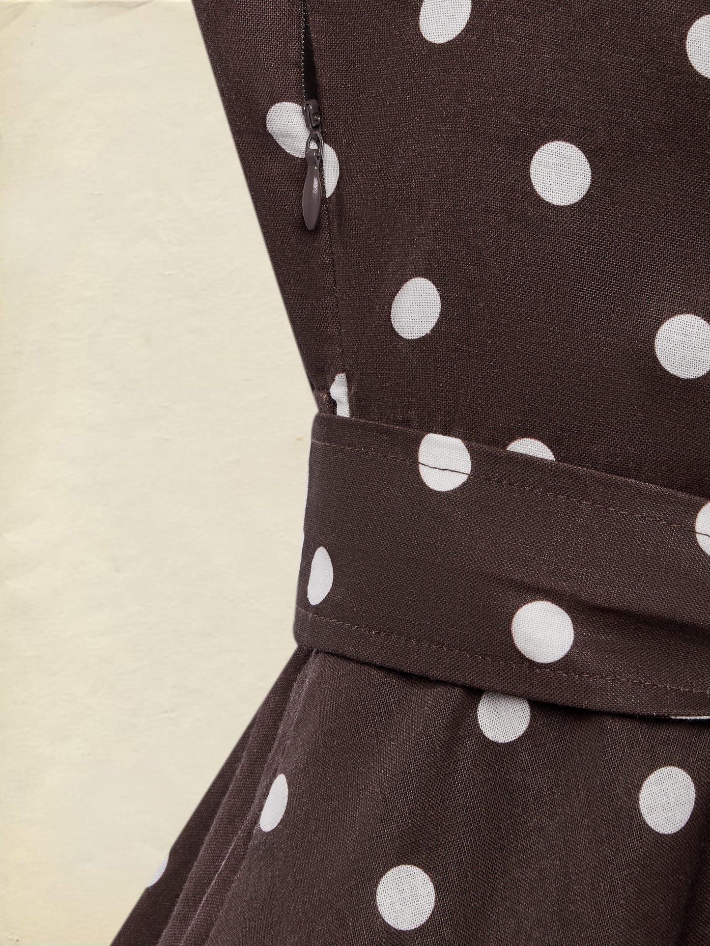 Midi Cotton Dress , Sleeveless, Shawl Collar, Polka Dots, Button Design, French Vintage, Purplish Blue