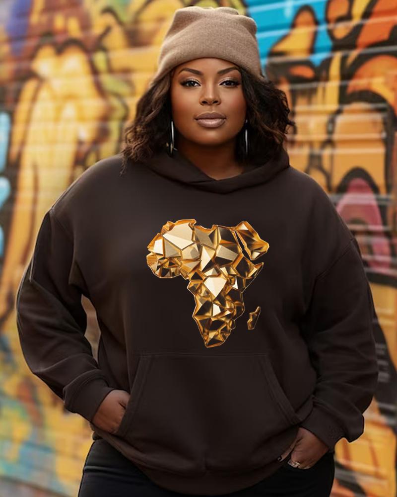 Personalized Africa Map Print Casual Women's Hoodie