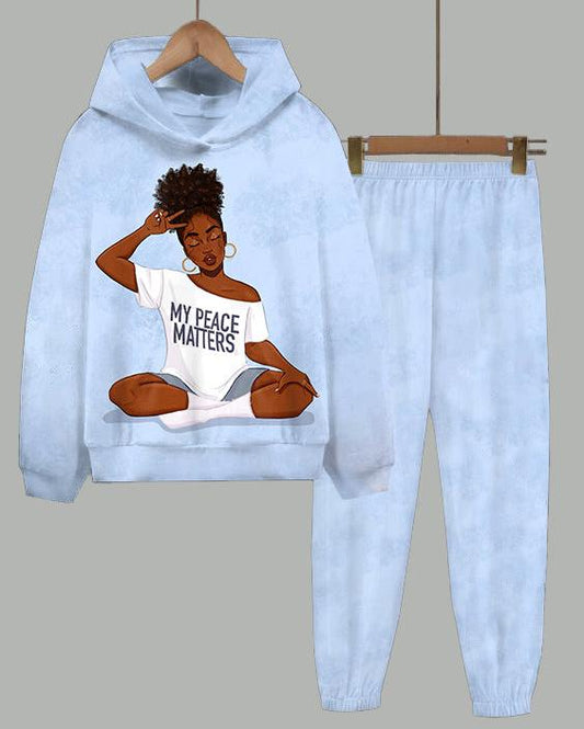 My Peace Matters Long Sleeve Hoodie Two Pieces Set