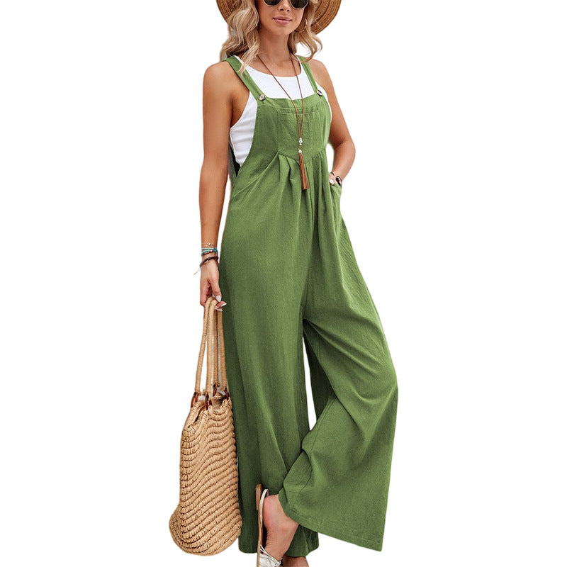 Women's Solid Color Casual Suspender Trousers Women