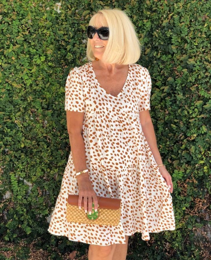 V Neck Print Hem Dress