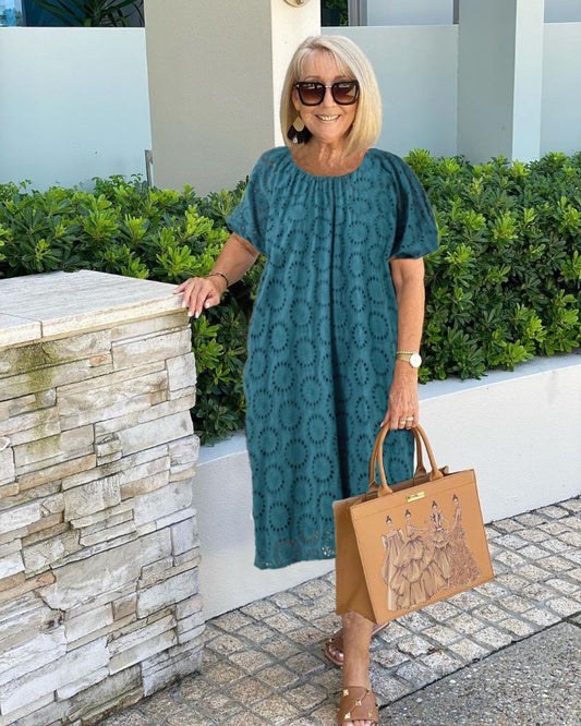 Elastic Scoop Lace Elegant Beach Tunic Dress