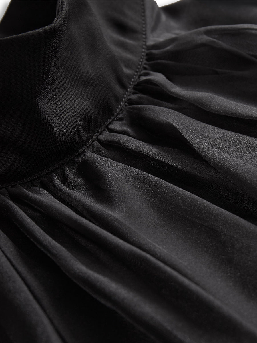 Elegant Black Chiffon High Neck Blouse