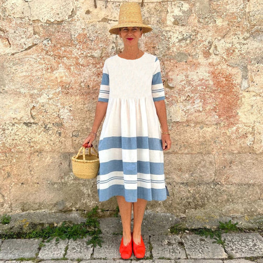 Striped Loose Retractable Dress Summer Style