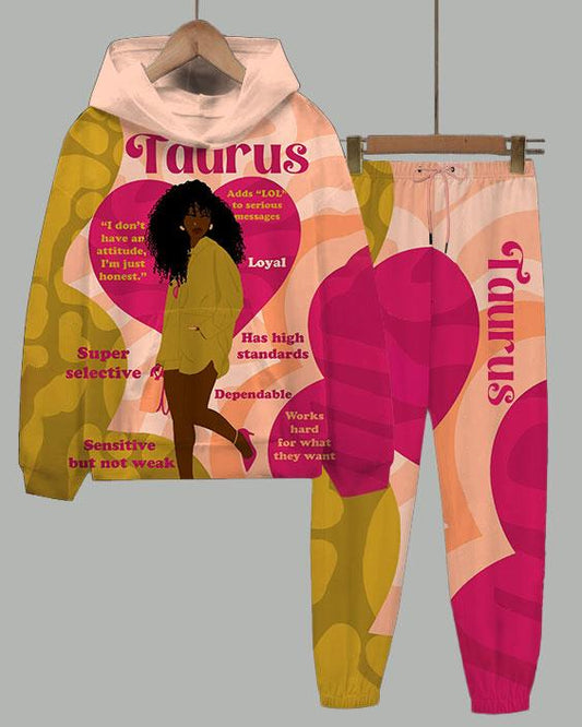 Taurus Girly Season Long Sleeve Hoodie Two Pieces Set