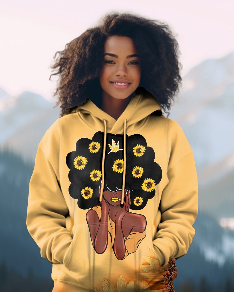 Sunflower Brown Girl Long Sleeves Hoodie