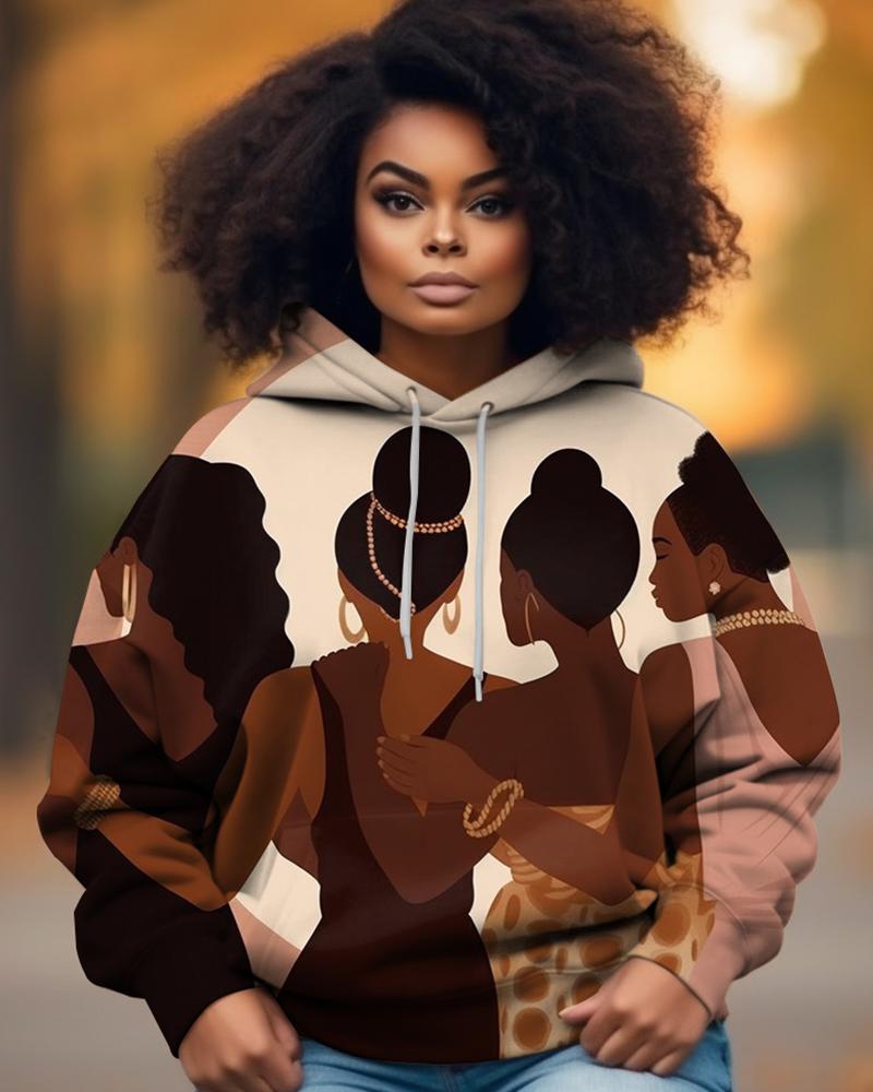 Black Girls Back Art Printed Women's Hoodie