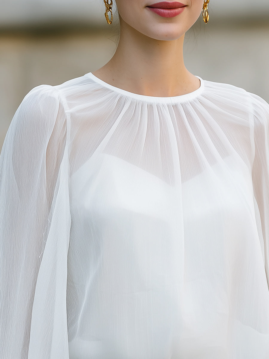 White Chiffon Blouse¨C Airy Elegance For Timeless Versatility