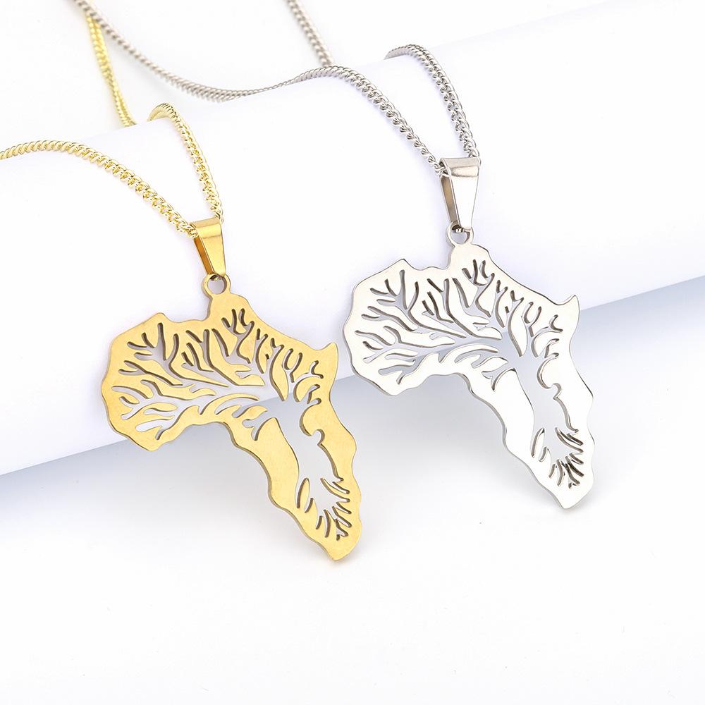 Africa Map Tree of Life Pendant Necklace