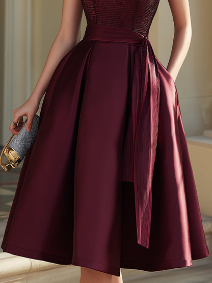 Halter Neck Pleated Midi Dress