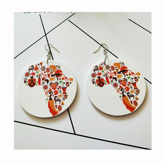 Colorful Vintage Africa Map Earrings