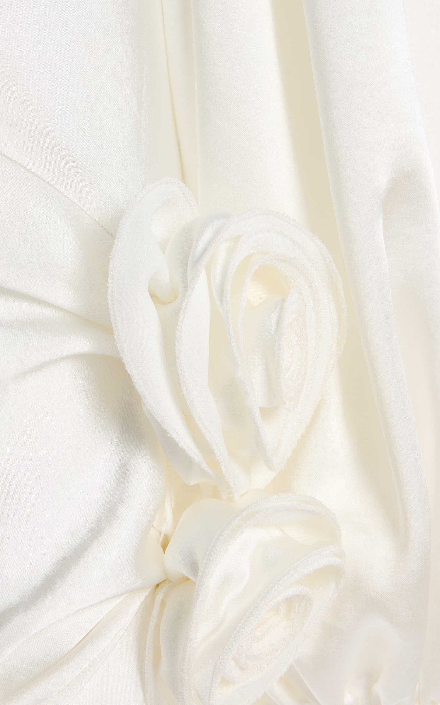 Vivir Baloon-Sleeve Rose-Detailed Hammered-Satin Maxi Dress