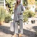 Stylish Women Tracksuit Causal Loose Shirts And Pants Set Solid Blouse Pantsuit Elegant Matching Sets Oversized Outfits