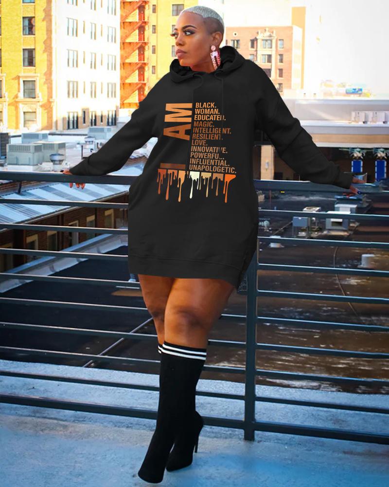 I'am Melanin Long Sleeves Hoodie Dress