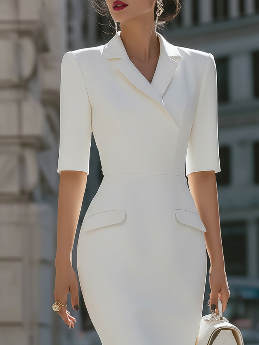 White Tailored Blazer Midi Dress