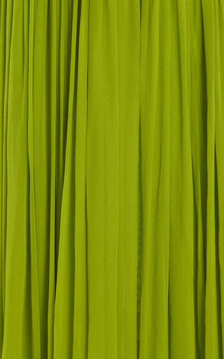 Pleated Chiffon Off-The-Shoulder Gown