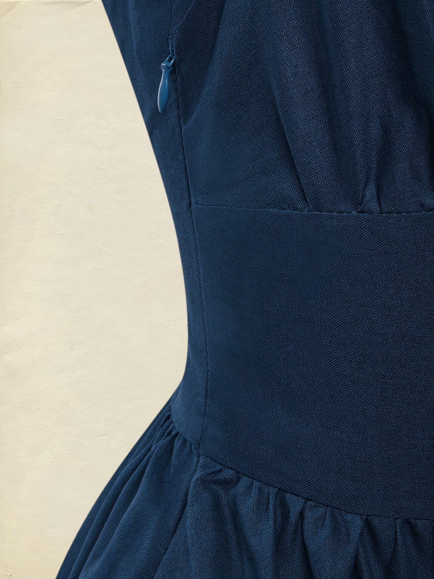 Maxi Linen Dress , Short Sleeves, V Neck, Plain, Lace, Vintage, Blue