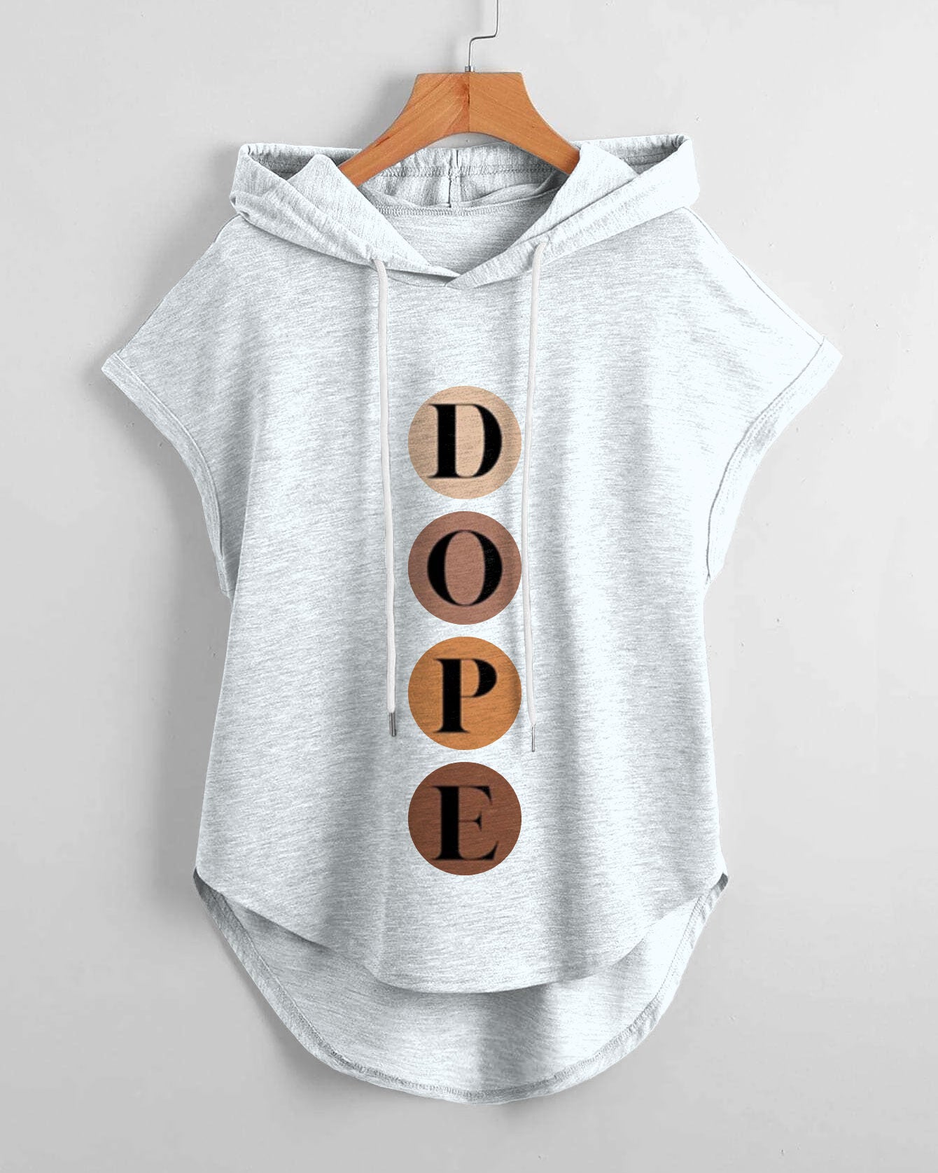 Dope High Low Hem Drawstring Hooded Tee