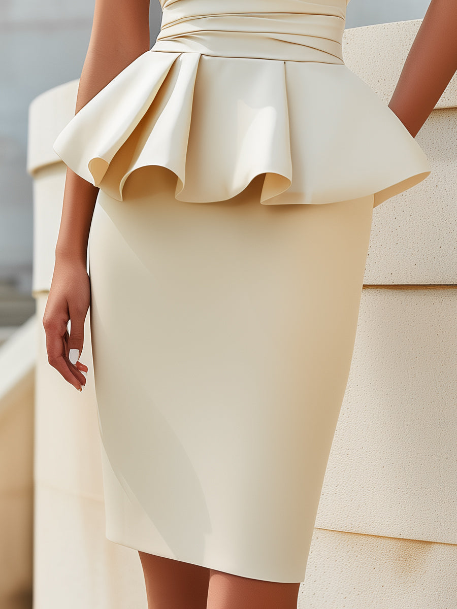 Sleeveless Structured Peplum Sheath Dress