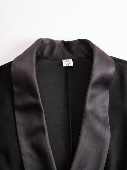 Sophisticated Black Blazer-Style Lace Midi Dress