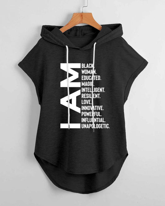 Black Lives Matter Hem Drawstring Hooded Tee