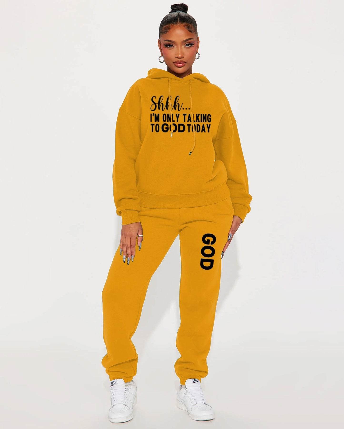 Shhh I'm Only Talking to God Hoodie Two Pieces Set