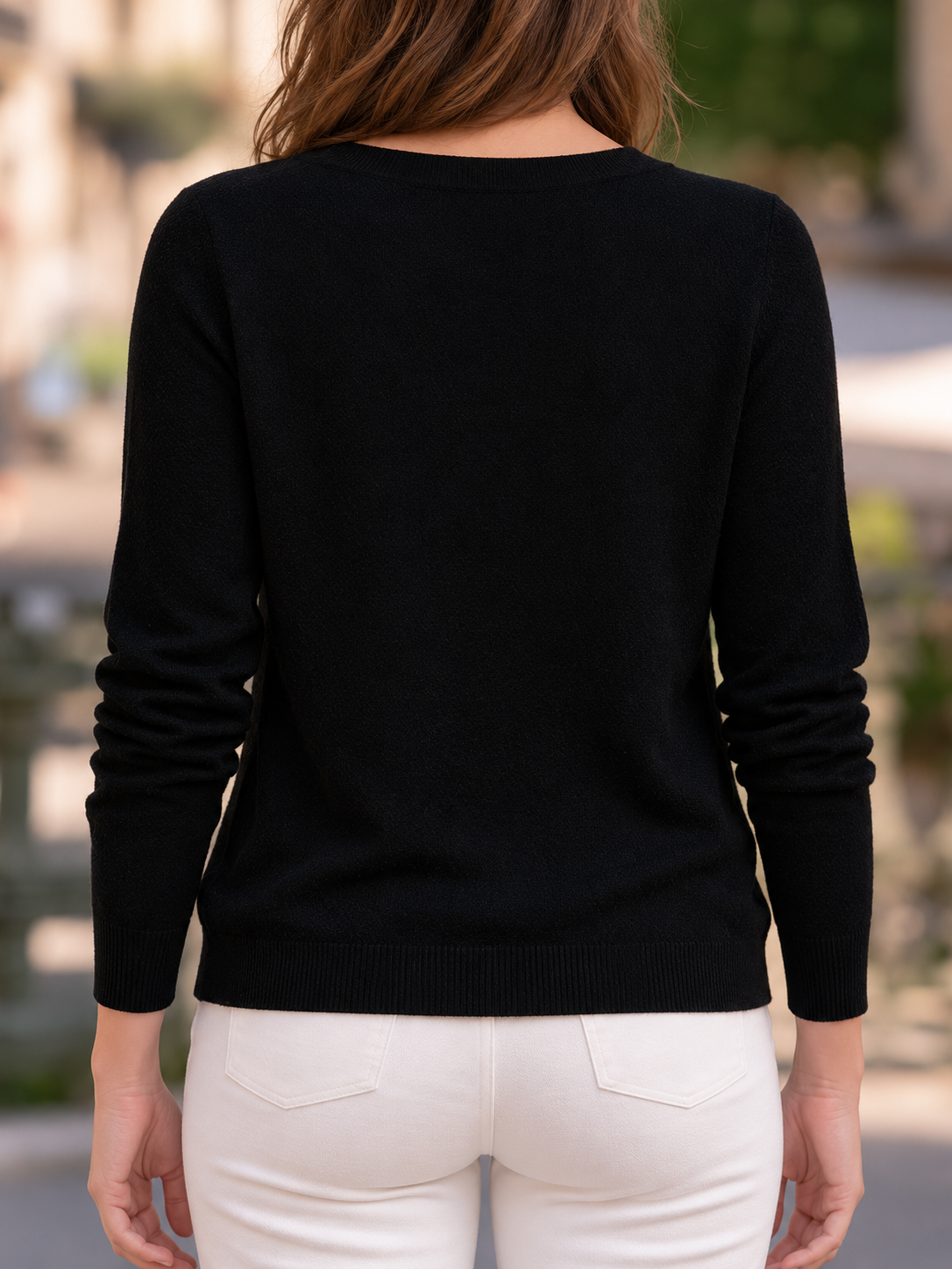 Lace-Trim Button-Front Knit Cardigan