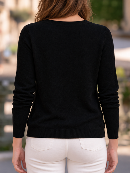 Lace-Trim Button-Front Knit Cardigan