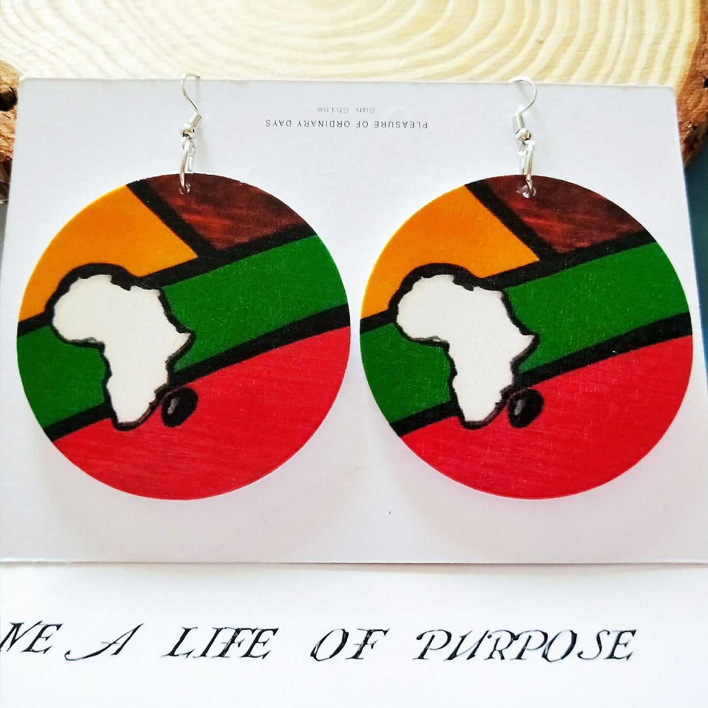 Contrast African Map Retro Round Earrings