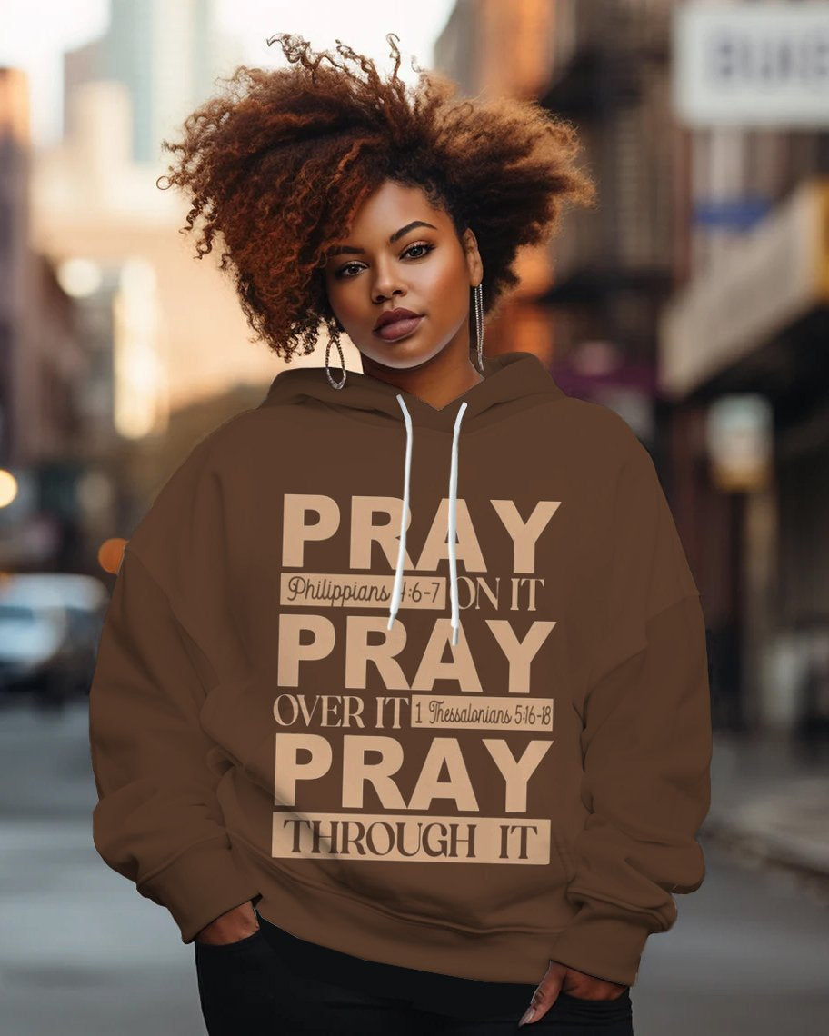 Pray Christian Print Long-sleeved Hoodie