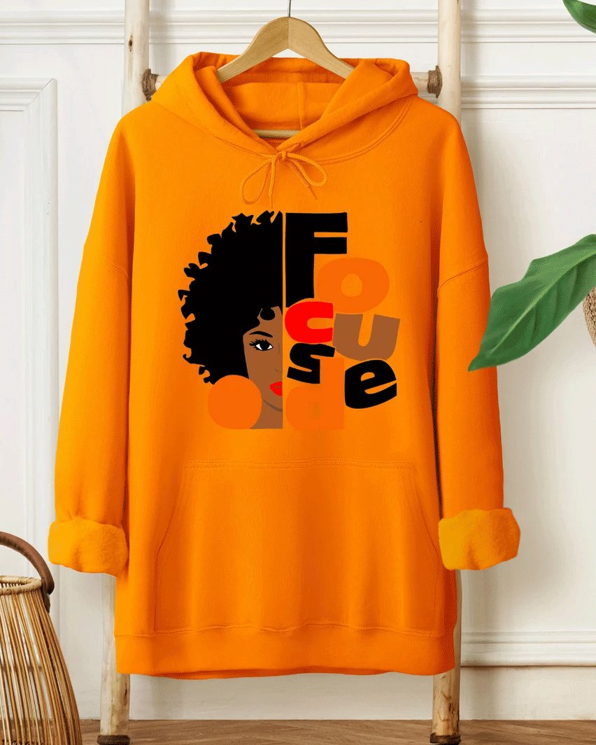 Focused Black Girl Melanin Long Sleeve Long Sleeve Hoodie