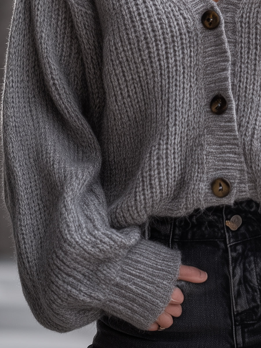 Charcoal Cloud Oversized Button Cardigan